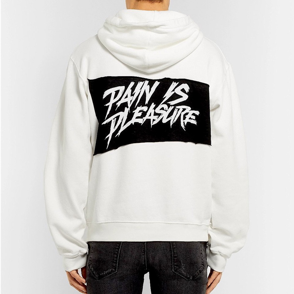 RELISTING - RtA - Appliquéd Fleece-Back Cotton-Jersey Hoodie - White